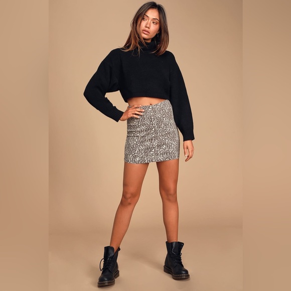 Free People Dresses & Skirts - Free People - Modern Femme Novelty Mini Denim Skirt in Leopard Print!